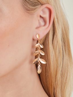 Accessorize London - Women Vine Leaf Gold Drop Earrings