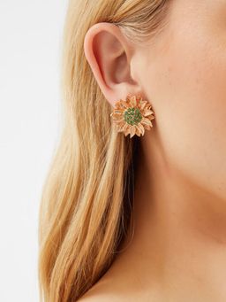 Accessorize London - Women Sunflower Gem Green Stud Earrings