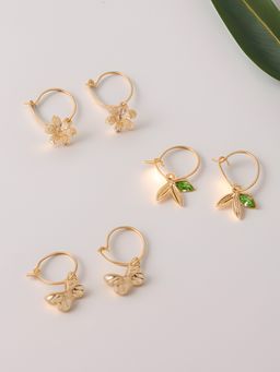 Accessorize London - Women Flower Gem Hoop Earrings (Pack of 3)