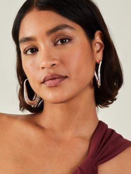 Accessorize London - Women Silver Chunky Hoop Drop Earrings Silver