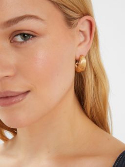 Accessorize London - Women Gold Chunky Ribbed Hoop Earrings