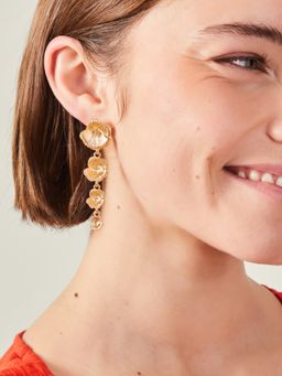 Accessorize London - Women Gold Statement Flower Drop Earrings