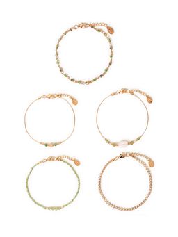 Accessorize London - Women Multi Mixed Bead Chain Anklets (Pack of 5)