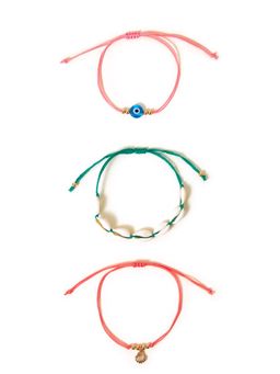 Accessorize London - Women Multi Shell Cord Anklets (Pack of 3)
