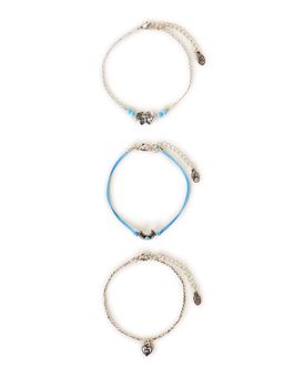 Accessorize London - Women Silver Moon Charm Anklets (Pack of 3)