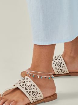 Accessorize London - Women Green Charm Chain Anklets (Pack of 2)