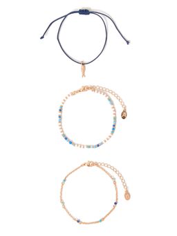 Accessorize London - Women Multi Fish Bead Anklets (Pack of 3)