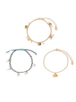 Accessorize London - Women Multi Mix Elephant Charm Anklets (Pack of 3)