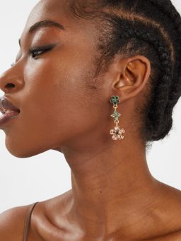 Accessorize London - Women Multi Triple Gem Flower Drop Earrings