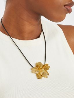 Accessorize London - Women Gold Statement Flower Cord Necklace