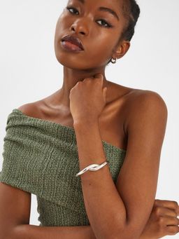 Accessorize London - Women Silver Twist Knot Hinge Bangle