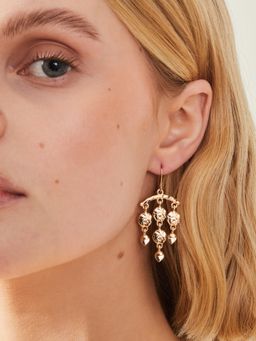 Accessorize London - Women Gold Textured Chandelier Drop Earrings