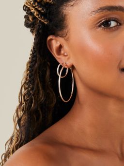 Accessorize London - Women Simple Hoop Multi Silver Hoop Earrings (Pack of 3)