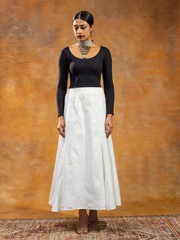 House of Surkh - White Linen Long Skirt