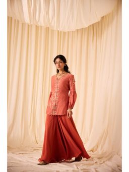 Leela by A - Peach Organza Co-Ord Set