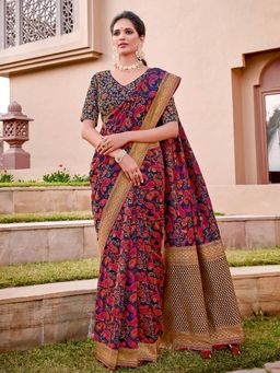 Odette - Blue Weaved Silk Designer Saree with Unstitched Blouse