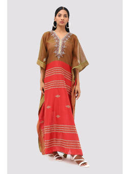 Banka Silk - Multi-Color Textured Embroidered Kaftan