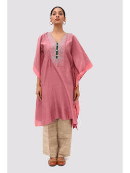 Banka Silk - Mauve Pink Sparkling Embroidered Kaftan
