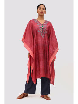 Banka Silk - Magenta Silk Embroidered Kaftan