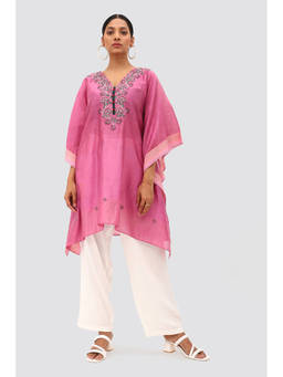Banka Silk - Pink Sparkling Embroidered Kaftan