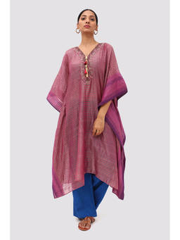 Banka Silk - Mauve Stripe Textured Embroidered Kaftan