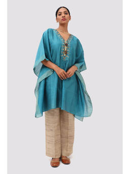 Banka Silk - Blue Embroidered Kaftan