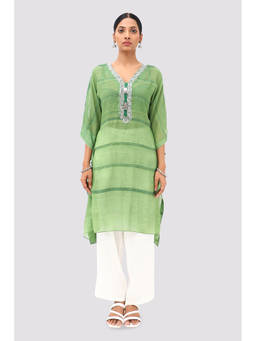 Banka Silk - Green Katdana Embroidered Kaftan