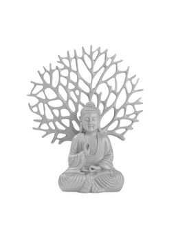 Ashnam - Debating Buddha with Tree Decorative Showpiece Grey (Set Of 2)