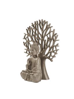Ashnam - Debating Buddha with Tree Decorative Showpiece Brown (Set Of 2)