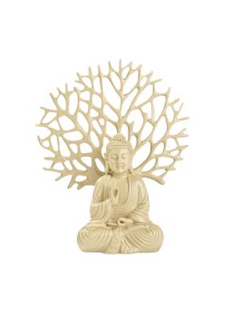 Ashnam - Debating Buddha with Tree Decorative Showpiece Beige (Set Of 2)