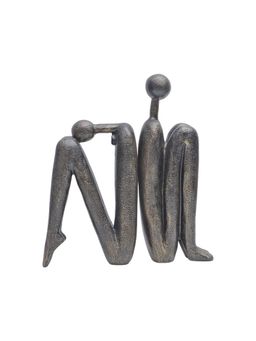 Ashnam - Thinking Man Bookend Figurine Human Sitting Sculpture Black (Pack Of 2)