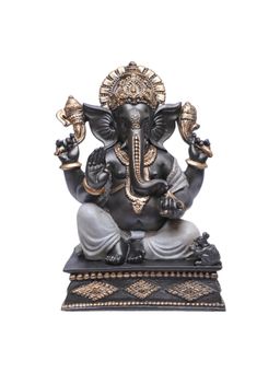 Ashnam - Square Base Ganesha - Metallic Grey
