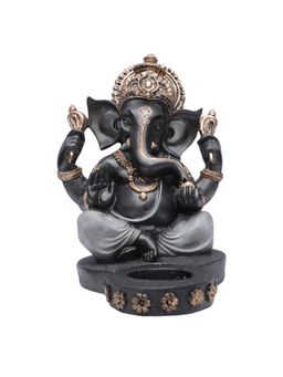 Ashnam - Ganesha Figurine with T-Light Holder Metallic Grey