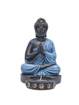 Ashnam - Buddha Figurine with T-Light Holder Blue