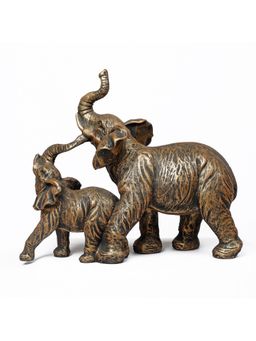 Ashnam - Mom and Baby Elephant Resin Animal Figurine Gold