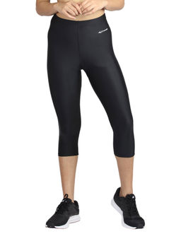 Veloz - |Women Running Wear - Sports Legging (3/4Th Length) |Poly Spandex |Plain | - Black