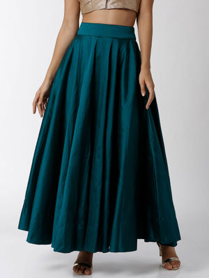 De Moza Ladies Skirt Solid Polyester Bottle Green