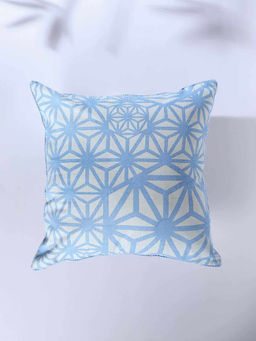 Freedom Tree - Kiwach Herringbone Cotton Natural And Blue Cushion Cover - 24 X 24 Inches