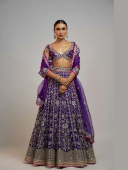 Gopi Vaid - Tamanna In Sacchi Purple Lehenga with Blouse and Dupatta