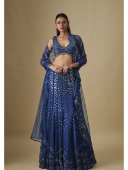 Asaga - Women Blue Azure Lehenga with Blouse and Dupatta