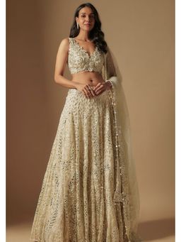 Asaga - Women Ivory Ambler Lehenga with Blouse and Dupatta