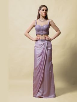 Asaga - Women Lavender Mohini Indo Western Skirt with Blouse