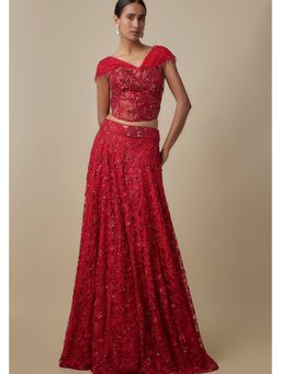 Asaga - Women Red Mooka Lehenga With Blouse