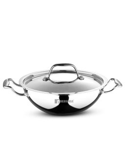 Bergner - Argent Triply 34cm Kadai with Stainless Steel Lid, 7.8 Liters