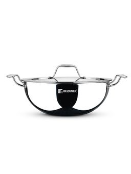 Bergner - Argent 40cm (14L) Triply Extra Deep Kadai with Stainless Steel Lid
