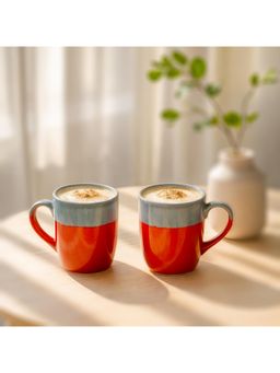BRINNS - Ribbed Brown-Black Dualtone Ceramic Microwave Safe Tea - Coffee Cups - 160 ml