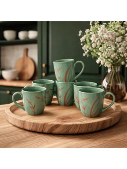 BRINNS - Ribbed Pink-Yellow Dualtone Ceramic Microwave Safe Tea - Coffee Cups - 160 ml