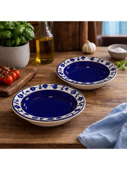 BRINNS - Blue Pottery Ceramic Microwave Safe - 2. Pasta Plates - 325 ml