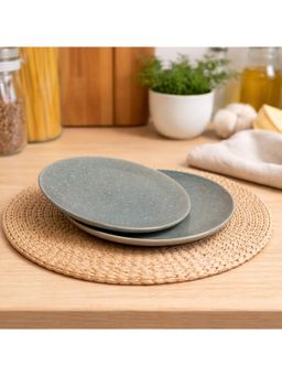 BRINNS - Textured Grey Glazed Ceramic Microwave Safe Snack Plates