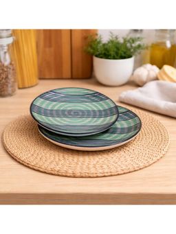 BRINNS - Line Multi-Color Print Ceramic Microwave Safe Snack Plates